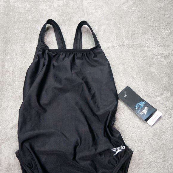 Speedo Women's 8/34 Black Swimsuit One Piece Prolt Super Pro Solid NWT - Picture 8 of 12